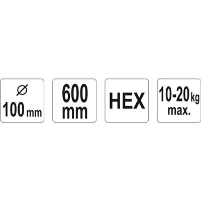 YATO Tasoitevispilä 100x600mm HEX, 10-20kg